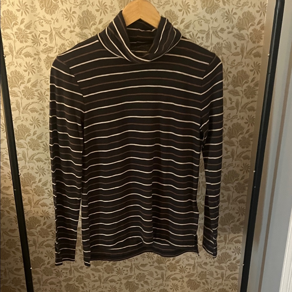 Madewell Black and White Striped Knit Turtleneck